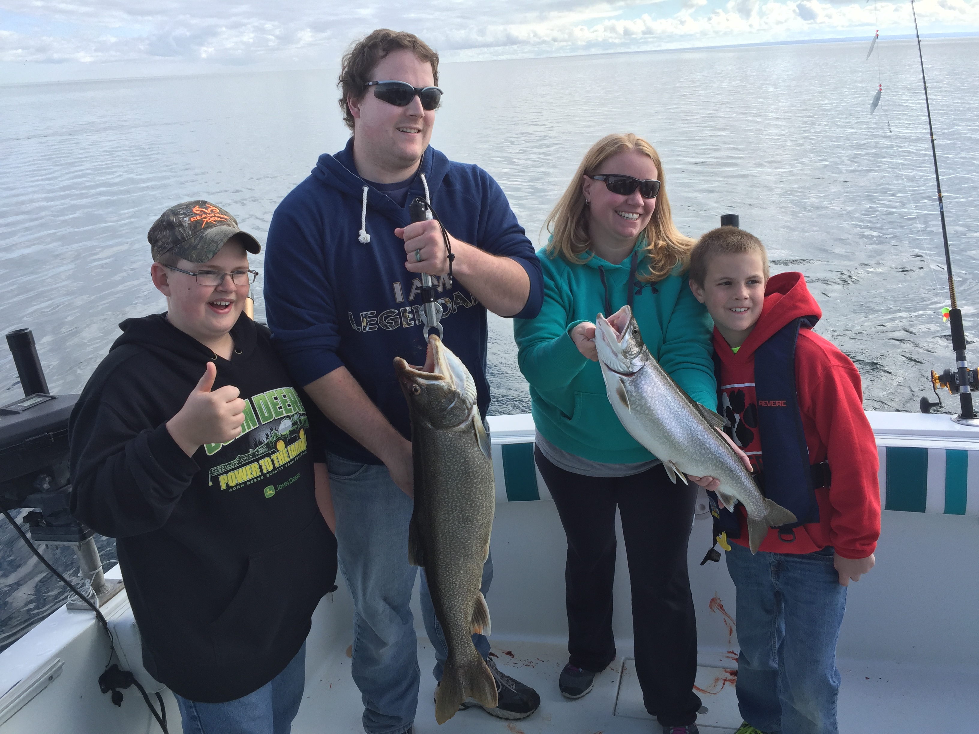 Lake Ontario Fishing Charters- Ken, Jennie, Hunter, and Tyler enjoyed this double